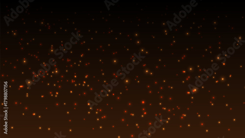 Abstract glitter elements with glowing light effect on dark background.