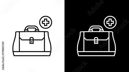 Doctor Bag White Icon Set Design