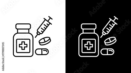 Medicine White Icon Set Design