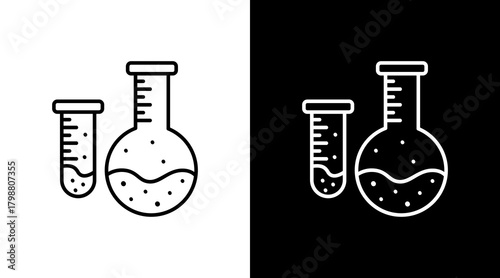 Test Tube White Icon Set Design