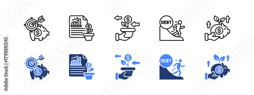 Goals and Long-Term Financial Habits with two styles, line and duotone icon.