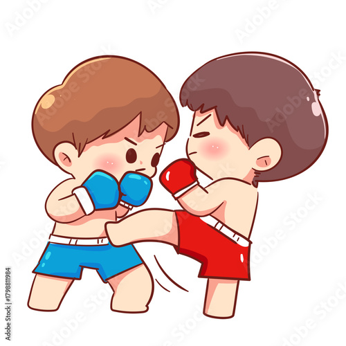 Chibi Muay Thai Punch and Kick Combination Action