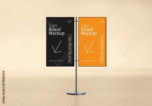 Dual Sign Board Mockup Black and Orange