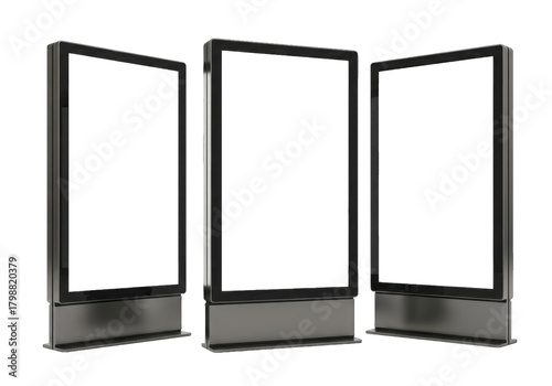 Modern digital advertising display screens isolated for mockups