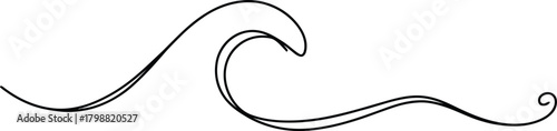 Surf Ocean Waves Continuous Line Drawing  Minimal Wave Logo Vector