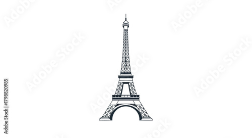 Eiffel Tower vector illustration minimalist line art of Paris landmark isolated on white background