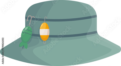 Fishing Gear and Equipment Flat Vector Icons