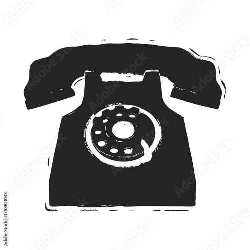 vintage retro style antique black rotary telephone illustration