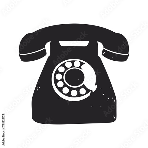 vintage retro style antique black rotary telephone illustration