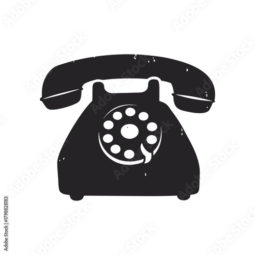 vintage retro style antique black rotary telephone illustration