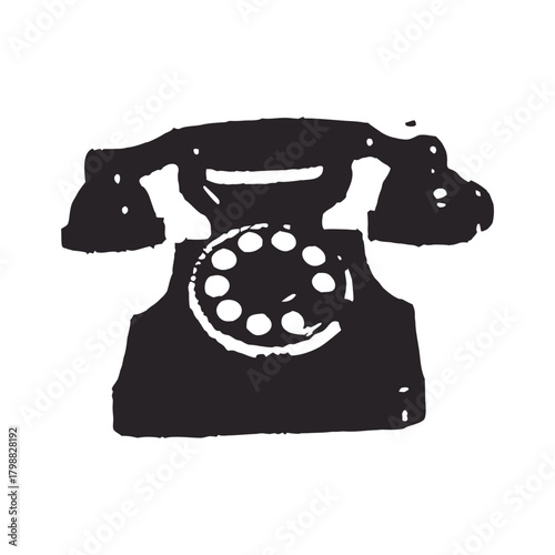 vintage retro style antique black rotary telephone illustration