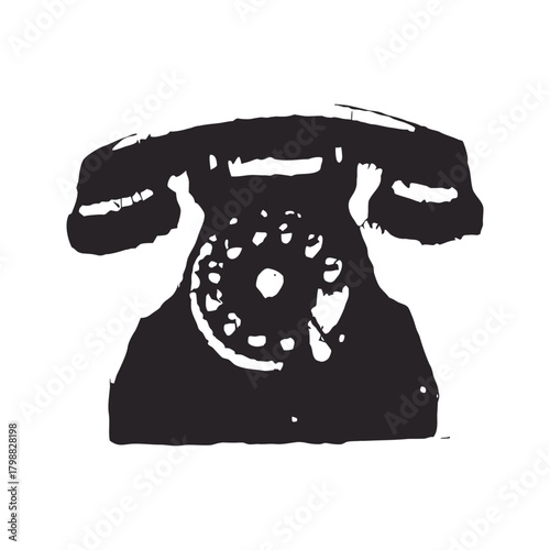 vintage retro style antique black rotary telephone illustration