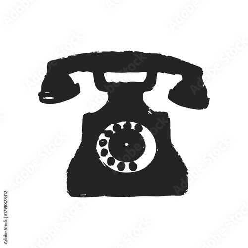 vintage retro style antique black rotary telephone illustration