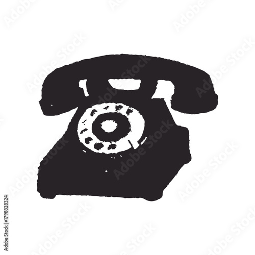 vintage retro style antique black rotary telephone illustration