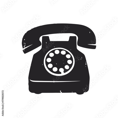 vintage retro style antique black rotary telephone illustration