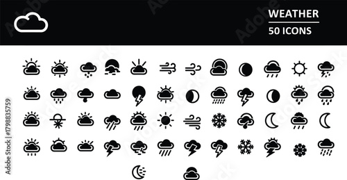 Weather line and solid icons set,modern simple minimal vector symbols for meteorology app interface,forecasting widget,web,ui,ux design elements,graphic concept illustration.