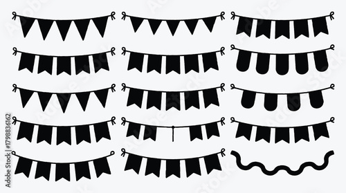 Black and white bunting vector illustration for festive decorations designs