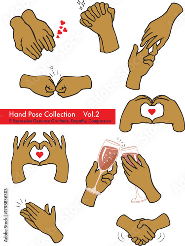【Hand Gesture Collection】 9 Types of Gestures for Emotions and Greetings, etc. vol.2