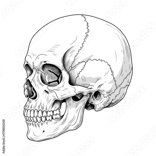  Human Skull Anatomy Line Art Drawing