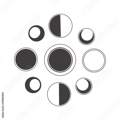 Circular Moon Phases Diagram