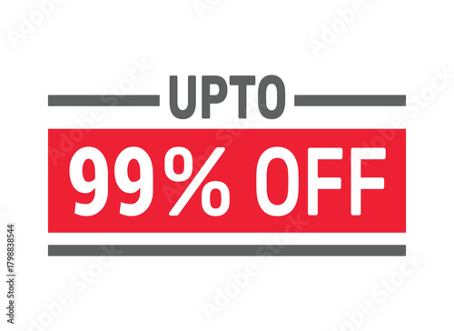 Up to 99% Off sale offer text design icon vector illustration