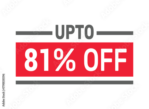 Up to 81% Off sale offer text design icon vector illustration