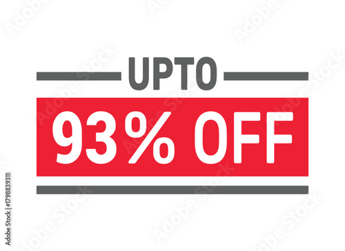 Up to 93% Off sale offer text design icon vector illustration