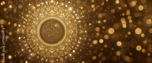 Ornate shimmer ring halo gold design background