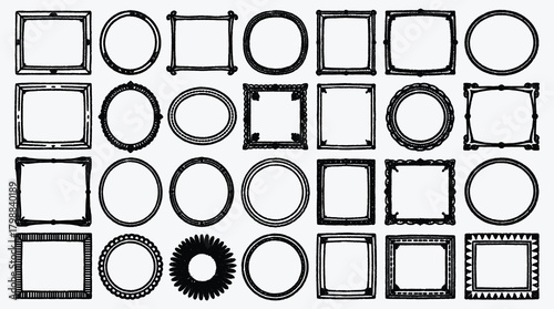 Collection of hand drawn doodle frames vector border decoration elements