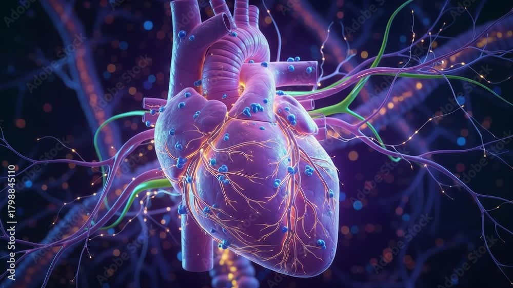 Animated 3D Medical Visualization of a Pulsating Human Heart with ...