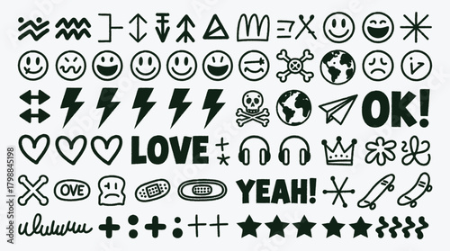 Hand Drawn Doodle Design Elements Collection Vector Illustration Art