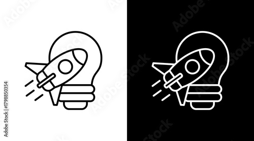 Startup And Innovation White Icon Set Design