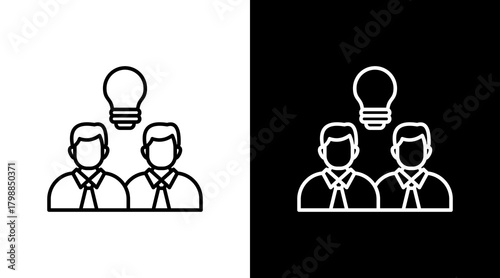 Entrepreneurs Brainstorming White Icon Set Design
