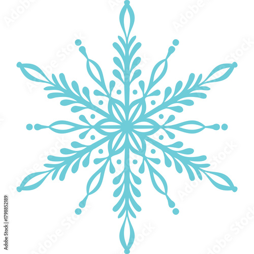 Intricate Blue Snowflake Ornament on Transparent Background Perfect for Winter Holiday Decorations and Designs