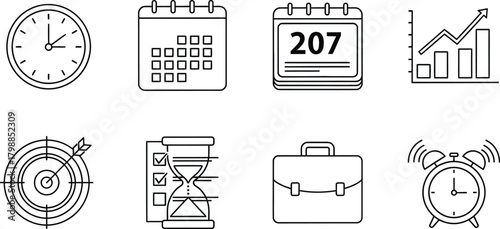 Vector art of business and time management icons
