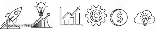 Vector art of startup and growth icons