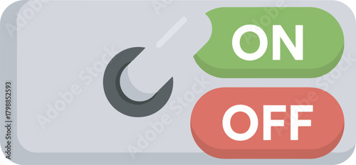 A toggle switch is shown in the 'on' position, with green and red indicators.