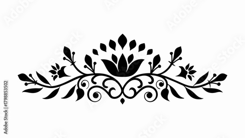 Elegant floral flourish design element for invitations and greeting cards, adding a touch of sophistication and charm to your creative projects with vintage style