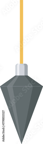 A simple illustration of a plumb bob hanging from a string, used for construction.