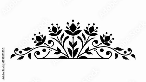 Elegant floral flourish design element, a stunning decorative border for invitations, cards, and sophisticated branding projects, evoking timeless beauty