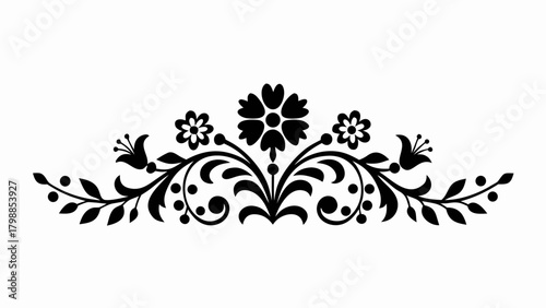 Elegant floral flourish design element, perfect for wedding invitations and decorative borders, adding a touch of vintage charm to your creative projects