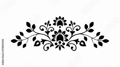 Elegant floral flourish design element, perfect for invitations, stationery, and branding projects needing a touch of classic botanical sophistication