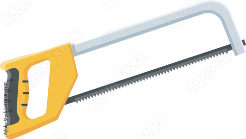 A yellow and silver hand saw isolated on a white background, ready for use.