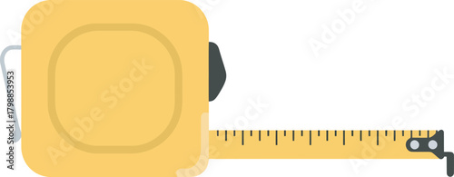 A yellow measuring tape with extended ruler, showing measurement markings.