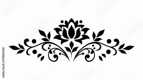 Elegant floral flourish design, perfect for invitations, cards, or decorative accents, exuding timeless beauty and sophistication with its graceful curves