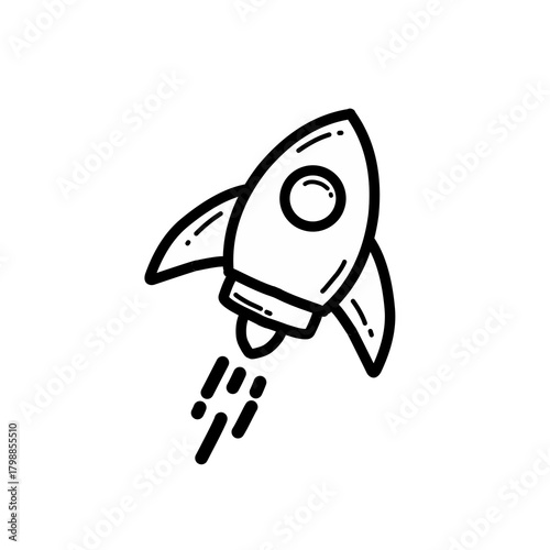 Rocket line icon. Start up outline icon.