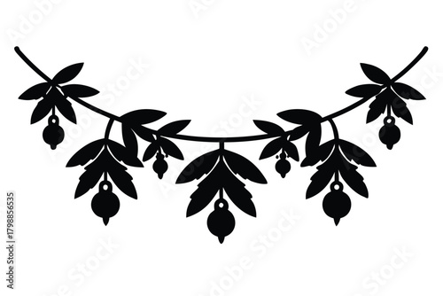 mistletoe garland vector icon silhouette illustrat