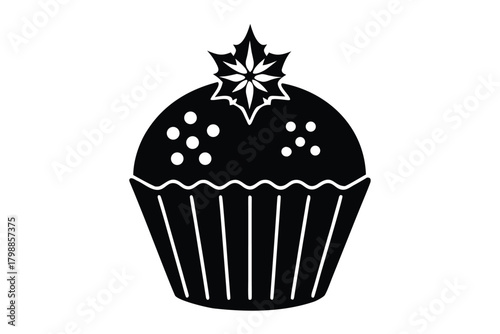christmas muffin vector icon silhouette