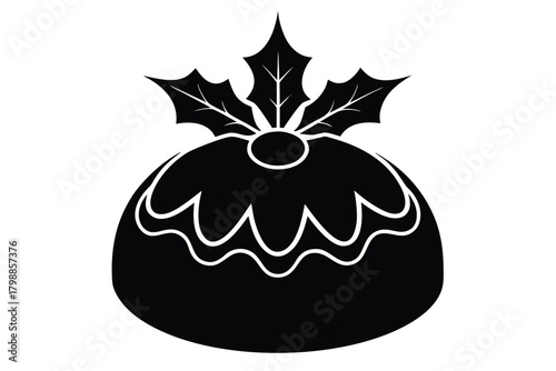 christmas pudding vector icon silhouette