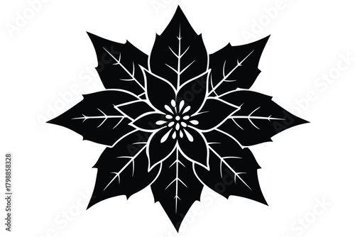 frosted poinsettia vector icon silhouette illust